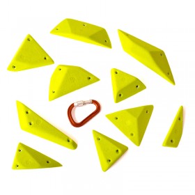 un mixe de 15 prises d'escalade aux formes geometrique