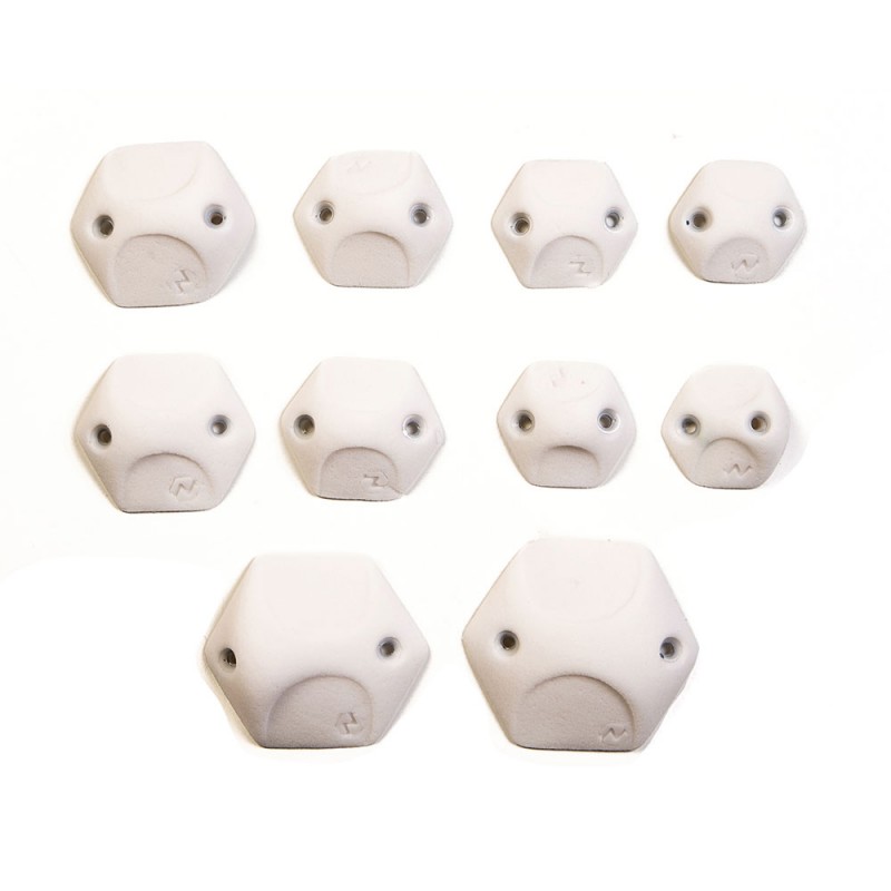 petites prises d'escalade hexagonales