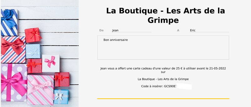 carte cadeau